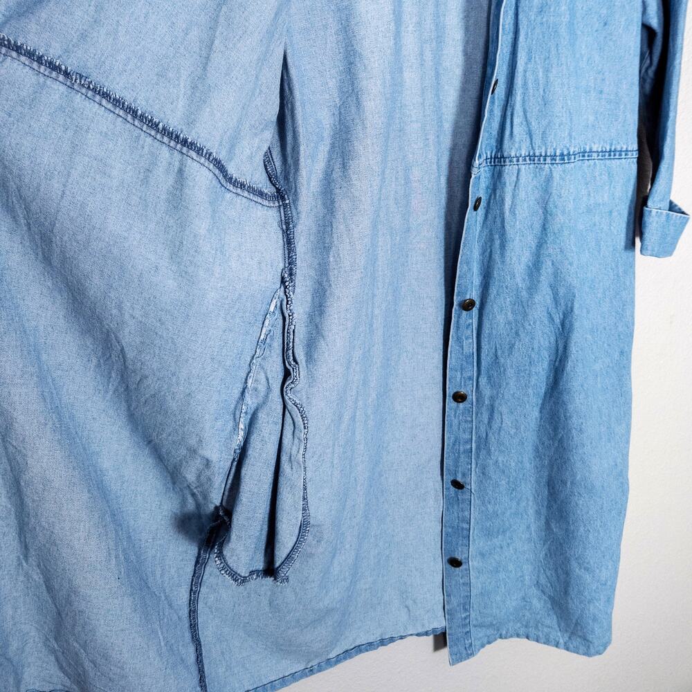 Lord Isaacs Denim Shirt Dress Size L Western Core Button Front Vintage - Picture 6 of 10